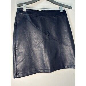 Navy Zeagoo Women Classic High Waisted Faux Leather Slim Pencil Skirt Size M
